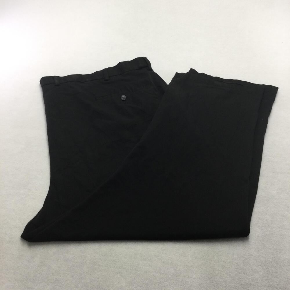 Haggar Cool 18 Pro Pants Mens 44x30 Black Classic Fit Microfiber Dress